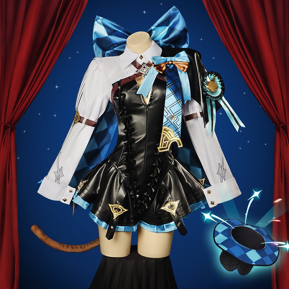Game Genshin Impact Leather Version Lyney Lynette Cosplay Costume 