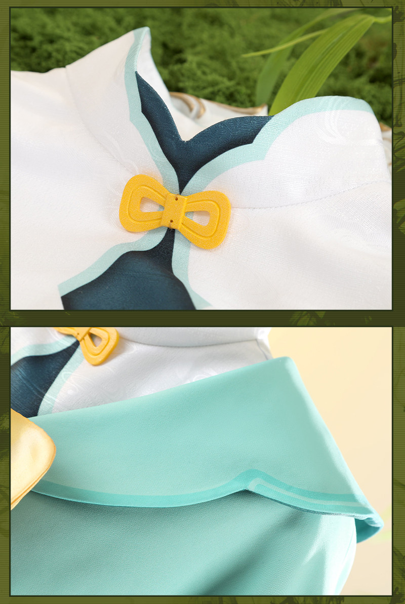 Genshin Impact Game Yaoyao Cosplay Costume Listening to the Rain and Bamboo Uniform Sweet Dress 