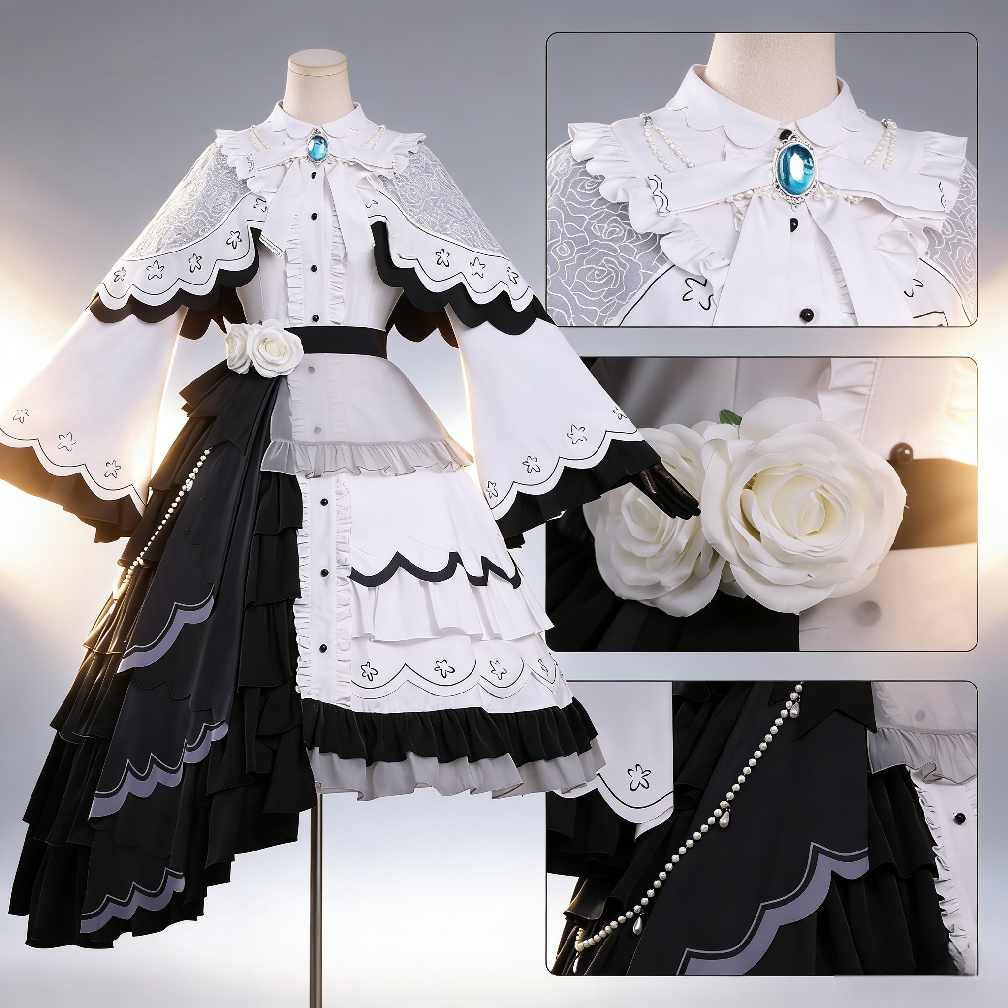 Magical Girl Witch Trials Yuki Tsukishiro Cosplay Costume White Lace Dress 