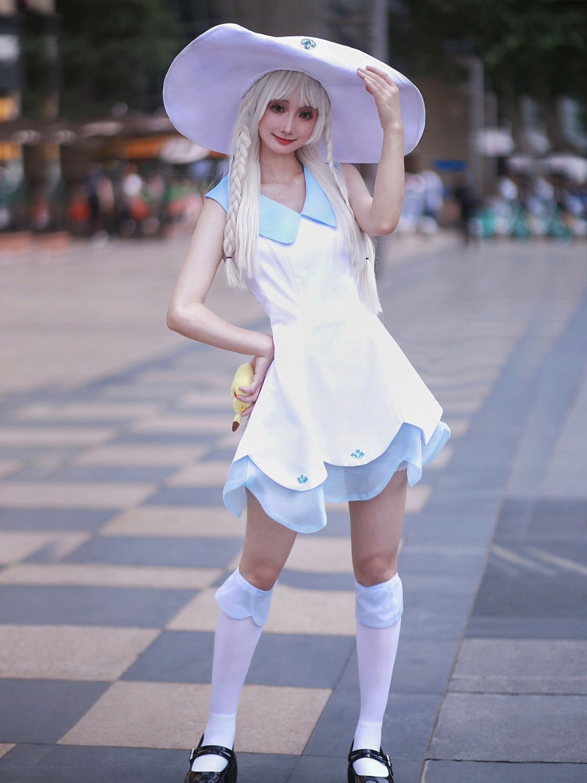 PM Lillie Cosplay Dress with hat and Socks Christmas Cosplay Costume