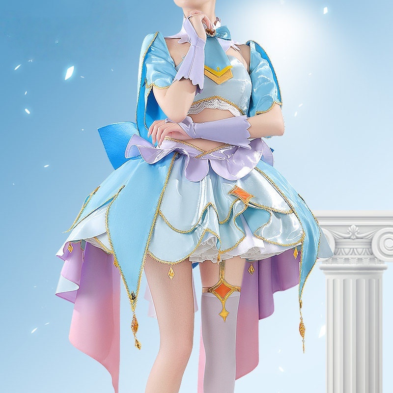 Cure Eclair Anime Star Detective Precure! Cosplay Costume Sweet Light Blue Lolita