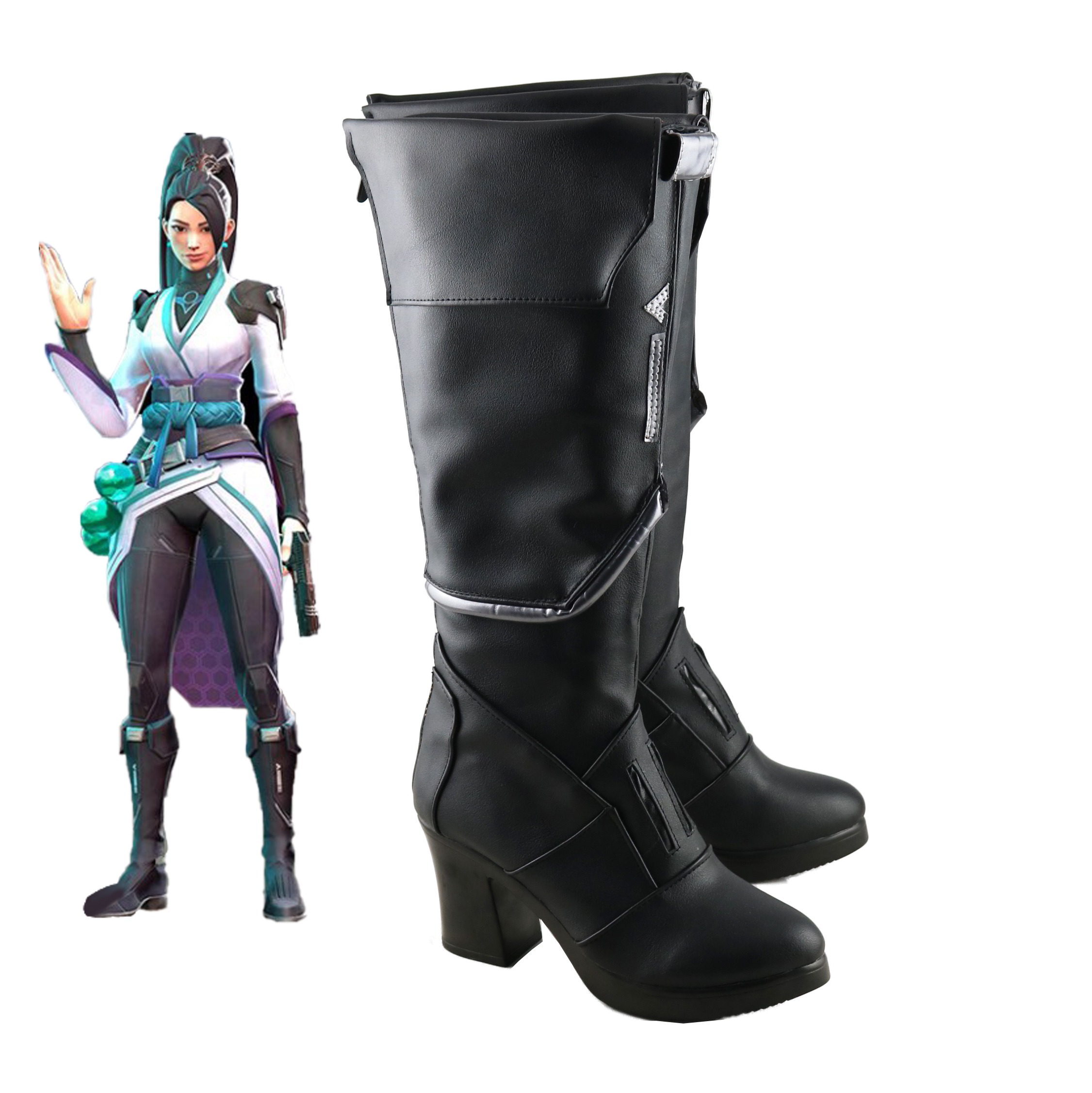 Valorant Sage Black Shoes Cosplay Boots
