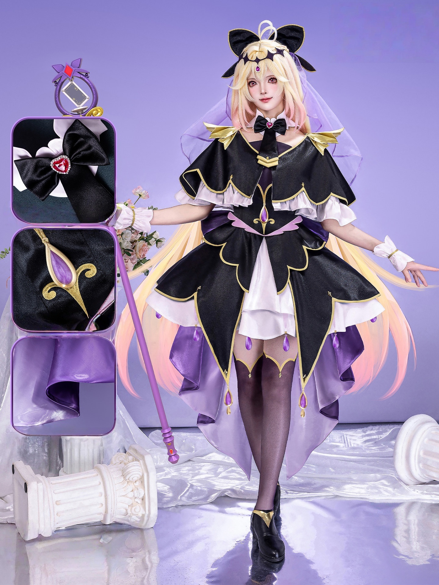 Moria Ruruka Star Detective Precure! Cosplay Costume Cure Moria Ruruka Elegant Dress Uniform Halloween Party Lolita Outfit