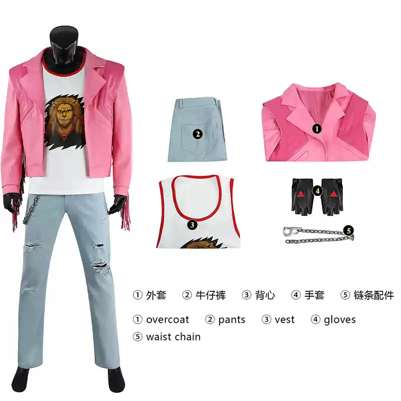 A Minecraft Movie Garrett The Garbage Man Garrison Pink Jacket Cosplay Costumes