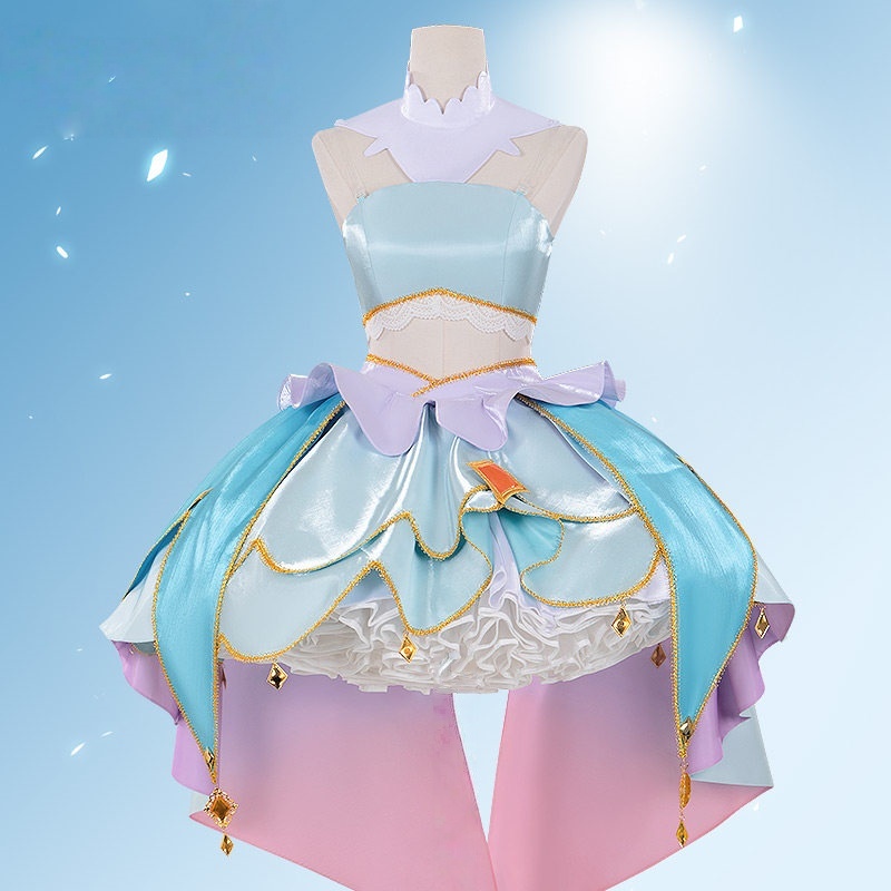 Cure Eclair Anime Star Detective Precure! Cosplay Costume Sweet Light Blue Lolita