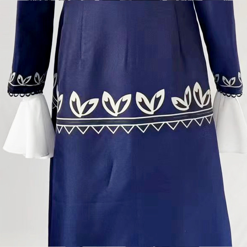 Library Of Ruina Angela Cosplay Costume Blue Long Gothic Coat Black PU Short Skirt 
