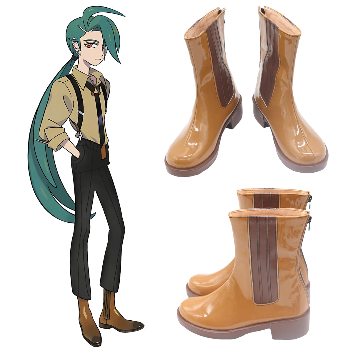 Pokemon Scarlet and Violet Elite Four Rika Brown Cosplay Shoes