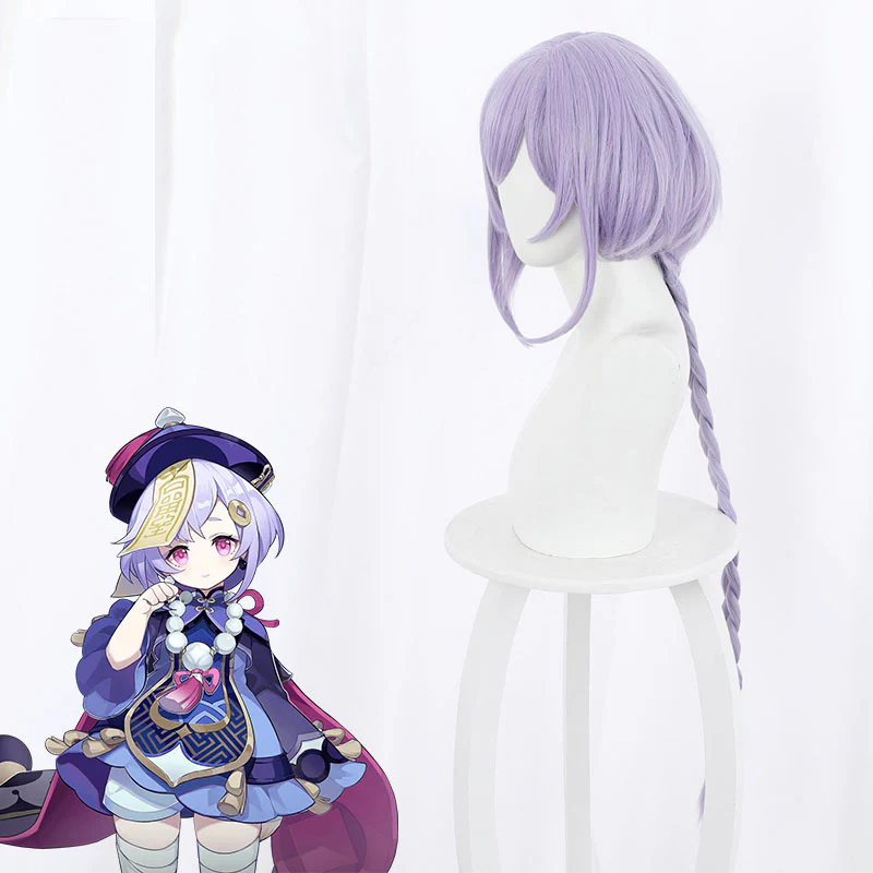Game Genshin Impact QiQi Purple Braid Cosplay Wigs