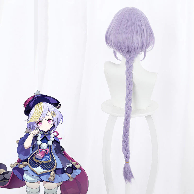 Game Genshin Impact QiQi Purple Braid Cosplay Wigs