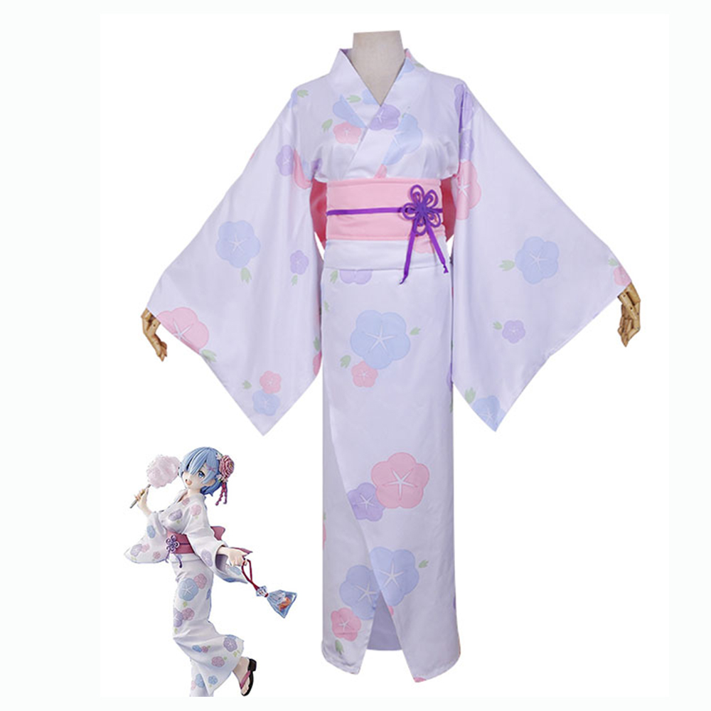 Anime Re: Life In A Different World From Zero Rem Yukata Kimono Cosplay Costume