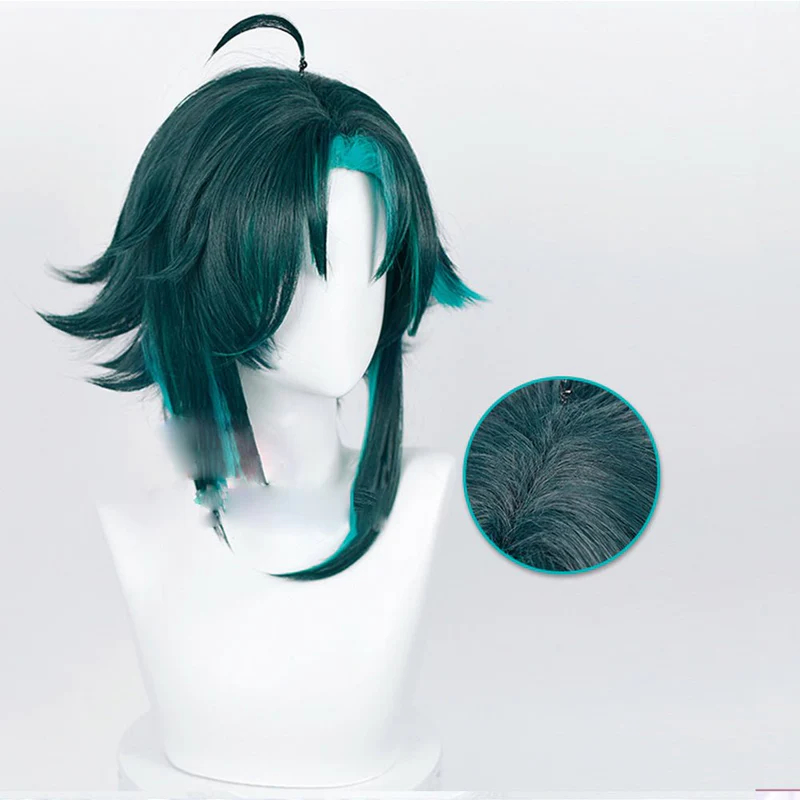 Genshin Impact Xiao Green Meduim Cosplay Wig
