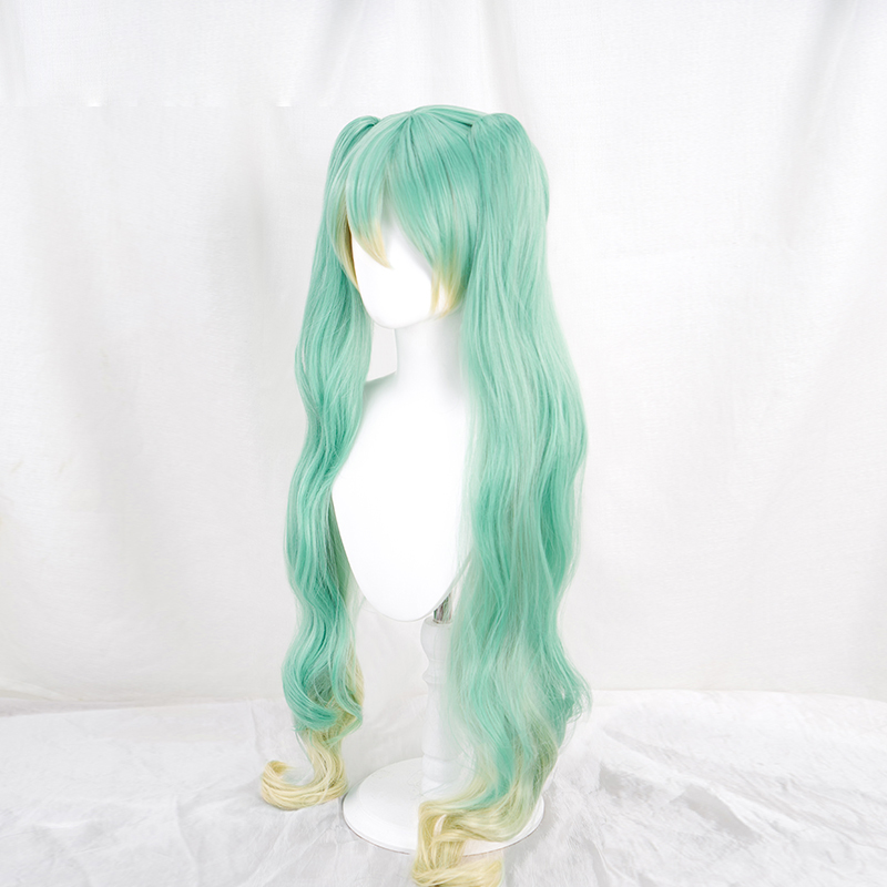 Miku Cosplay Costume Wig Long Curly Green Wig Strawberry 15th anniversary/ Bow Knot