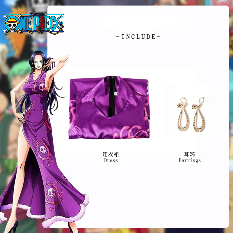 Anime One Piece Queen Boa Hancock Cosplay Costume purple red black anime cheongsam full set of women's clothing