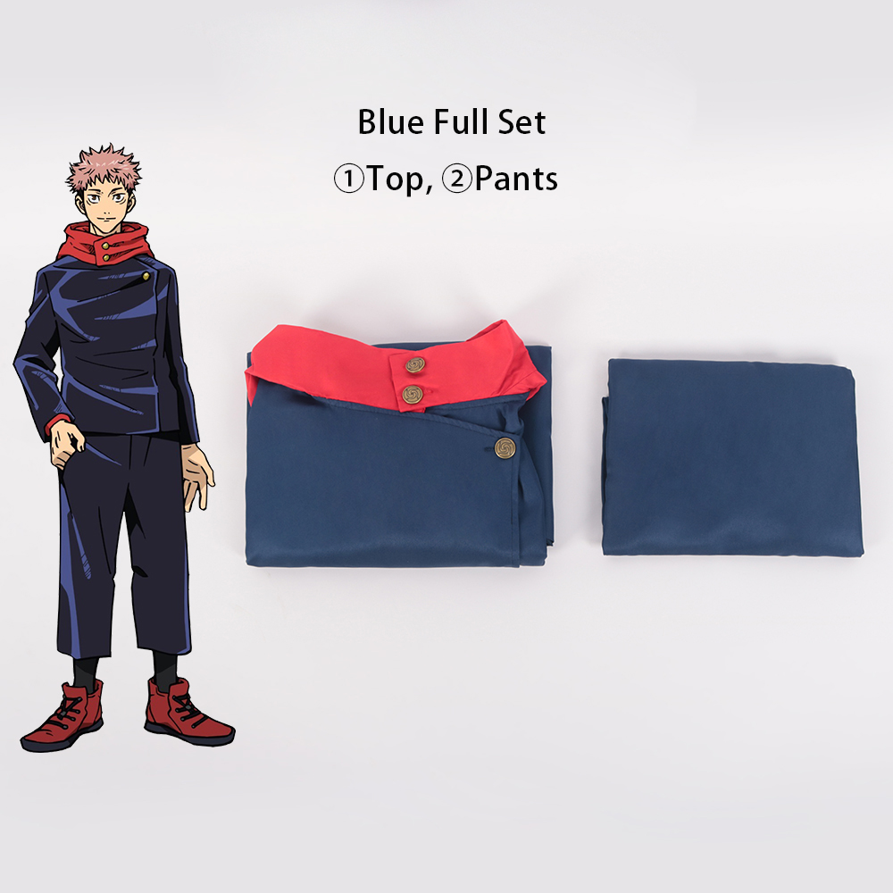  【Ready for ship】Anime Jujutsu Kaisen Itadori Yuji Cosplay Costume Outfits Halloween Suit Hooded Jacket Pants 