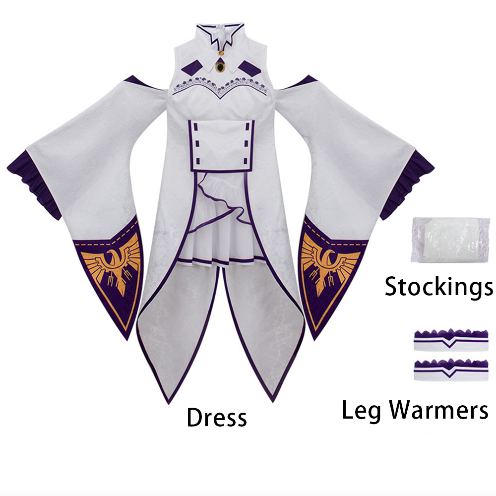 Anime Re: Life In A Different World From Zero Emilia Cosplay Costume ,Stockings And Leg Warmers