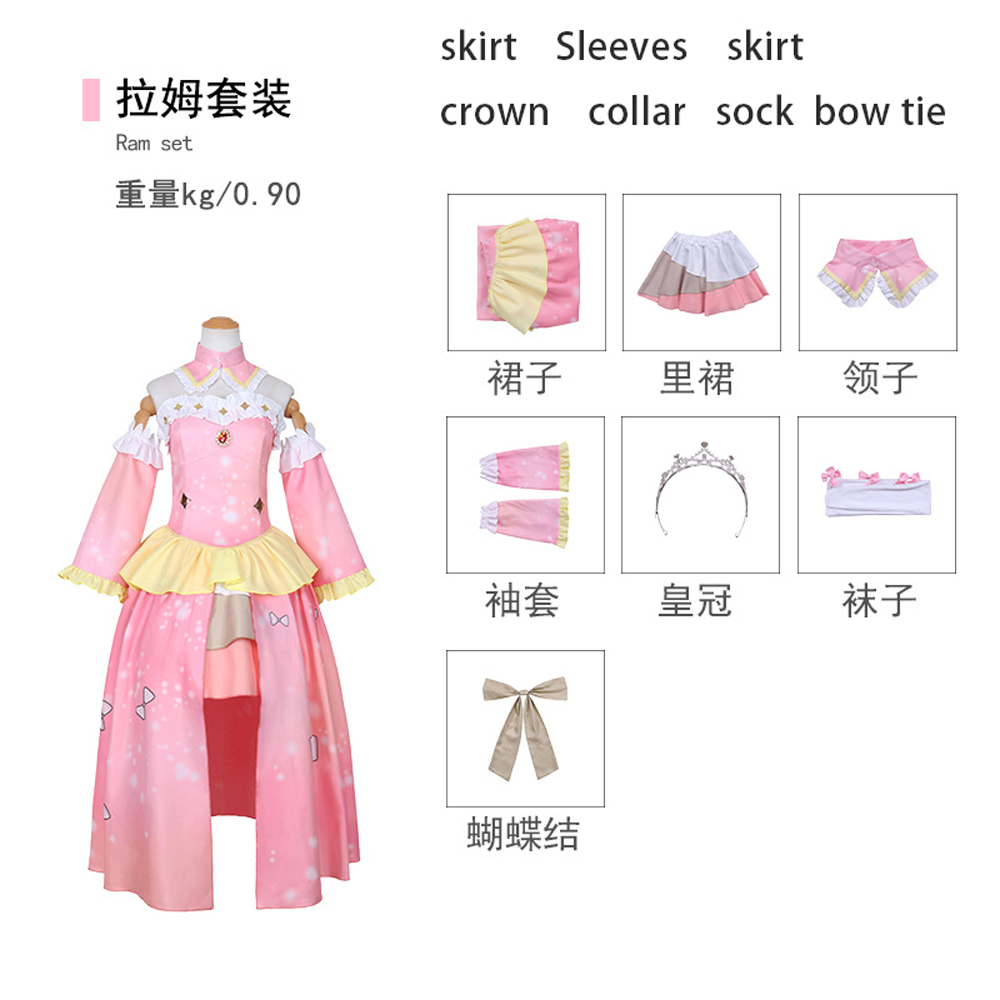 Ram Rem Cosplay Re:zero Kara Hajimeru Isekai Seikatsu Pink Blue Costume Girls Maid Outfit