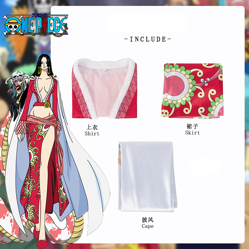 Anime One Piece Queen Boa Hancock Cosplay Costume purple red black anime cheongsam full set of women's clothing