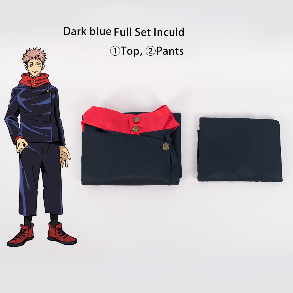  【Ready for ship】Anime Jujutsu Kaisen Itadori Yuji Cosplay Costume Outfits Halloween Suit Hooded Jacket Pants 