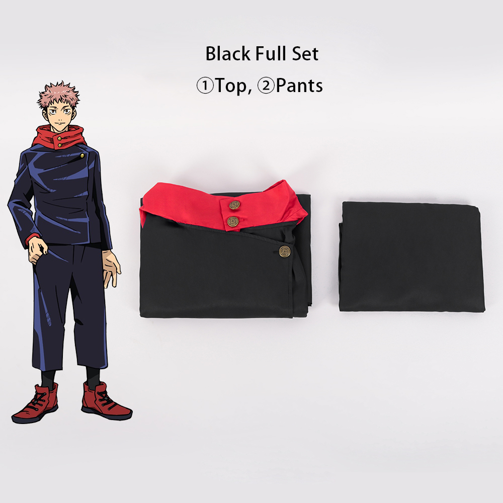  【Ready for ship】Anime Jujutsu Kaisen Itadori Yuji Cosplay Costume Outfits Halloween Suit Hooded Jacket Pants 