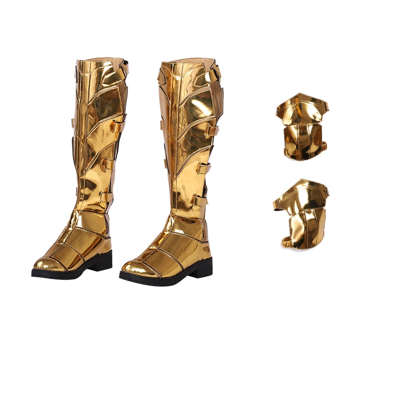 Wonder Woman Diana Prince Gold Cosplay Costume Outfit Women Bodysuit Shoes Set DC Movie