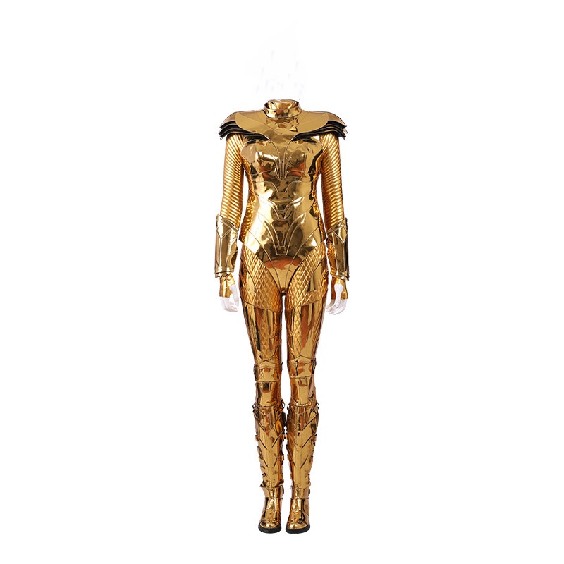 Wonder Woman Diana Prince Gold Cosplay Costume Outfit Women Bodysuit Shoes Set DC Movie
