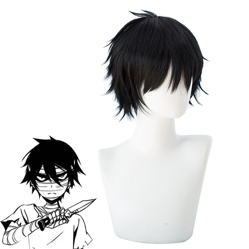 Angels Of Death Satsuriku No Tenshi Zack Black Cosplay Wig - New Edition