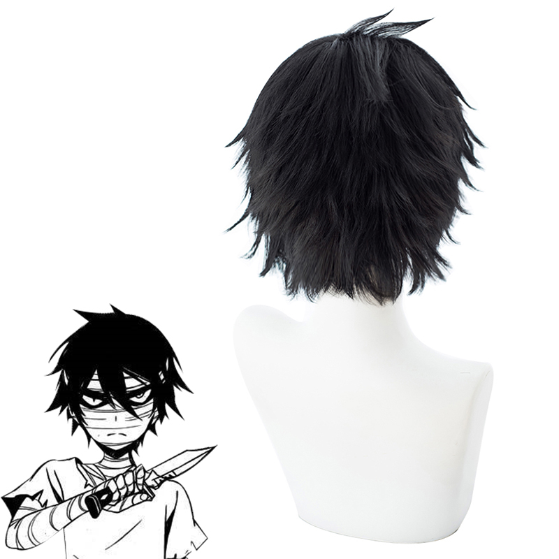 Angels Of Death Satsuriku No Tenshi Zack Black Cosplay Wig - New Edition