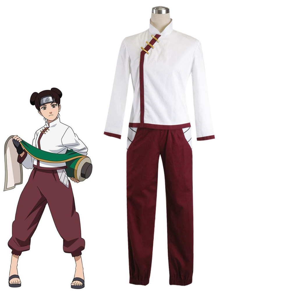  Naruto Tenten Halloween Cosplay Costume Tops Pants Gloves
