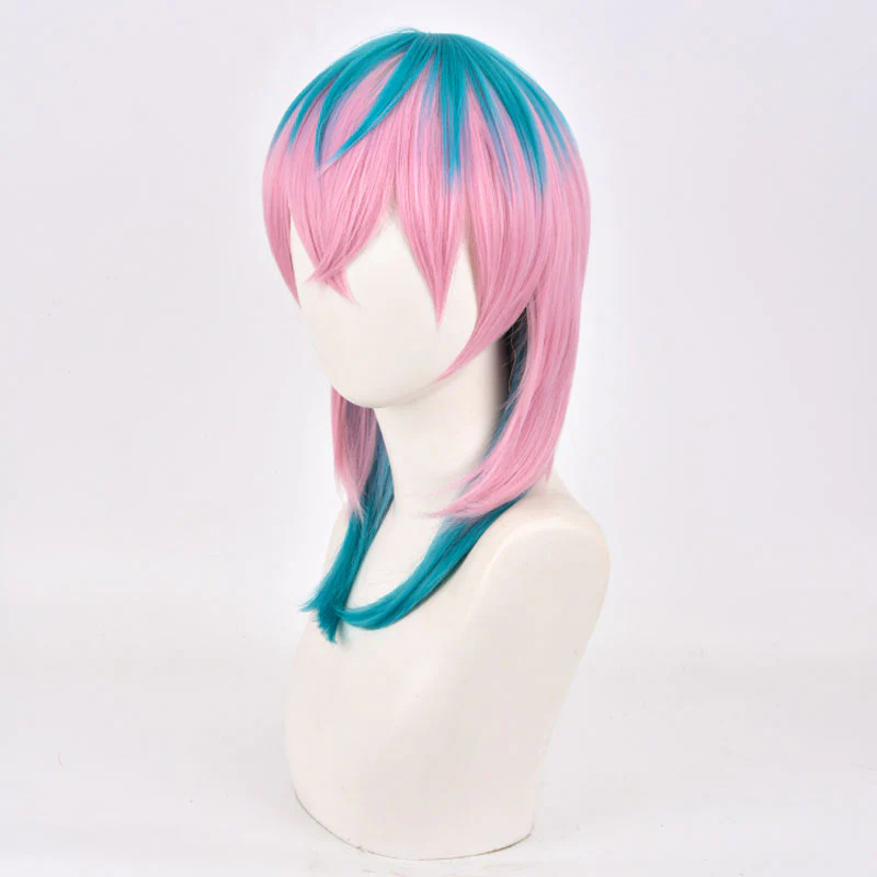 Anime Tokyo Revengers Rindo Haitani Blue Pink Short Cosplay Wigs
