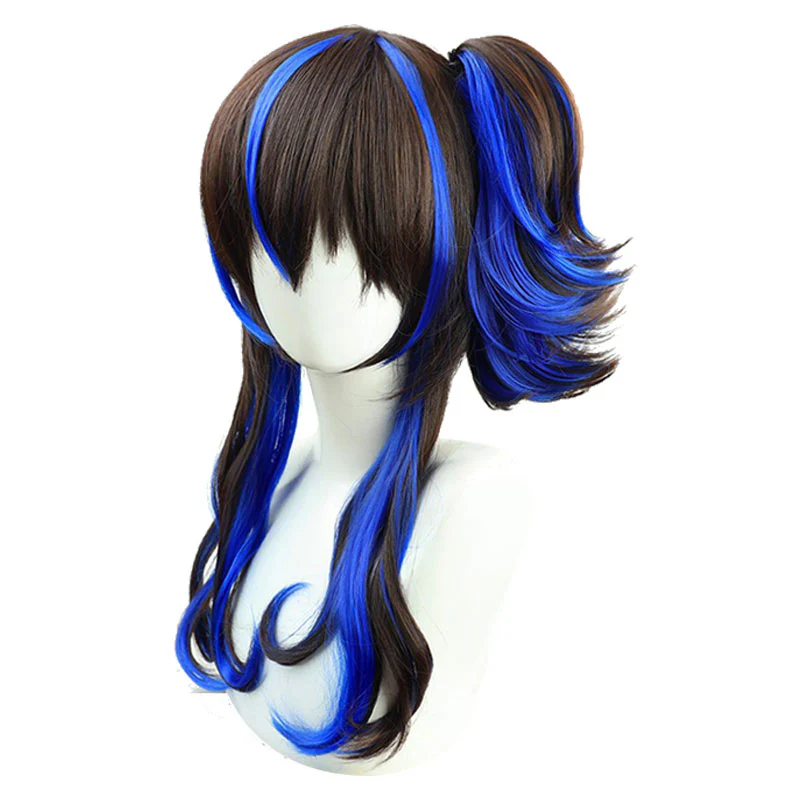 Uma Musume Pretty Derby Daitaku Helios Saddle Brown Blue Cosplay Wig