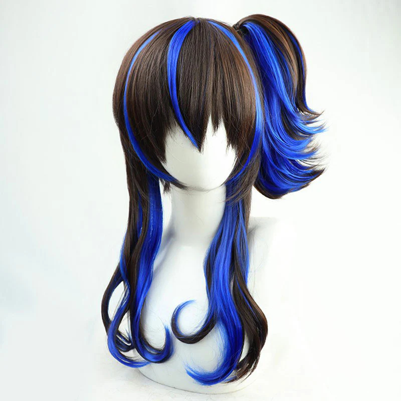 Uma Musume Pretty Derby Daitaku Helios Saddle Brown Blue Cosplay Wig