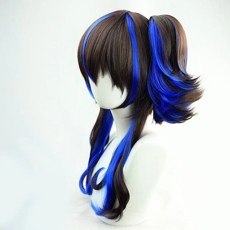 Uma Musume Pretty Derby Daitaku Helios Saddle Brown Blue Cosplay Wig