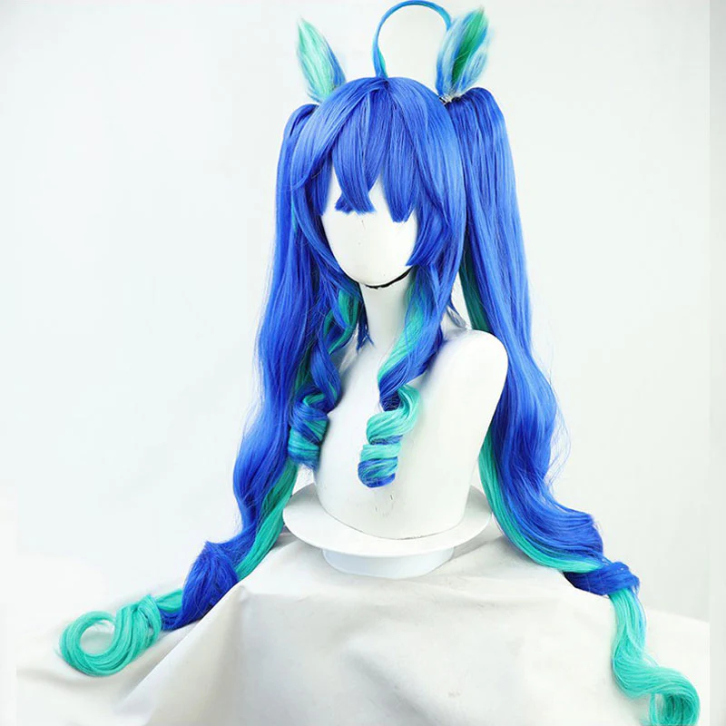 Uma Musume Pretty Derby Twin Turbo Blue Cosplay Wig With Ear Props
