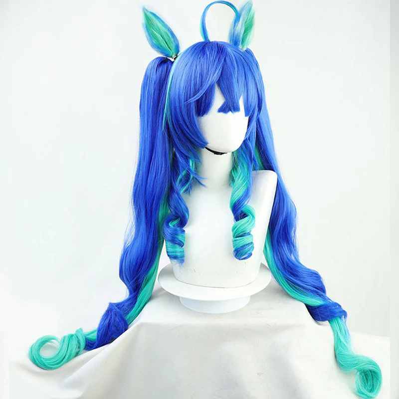 Uma Musume Pretty Derby Twin Turbo Blue Cosplay Wig With Ear Props