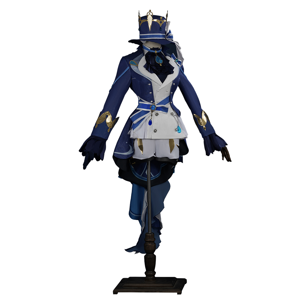 Genshin Impact Fontaine Character Focalors Cosplay Costume Full Set With Hat Patterned Fabrics Focalors Uniform Suit Cosplay