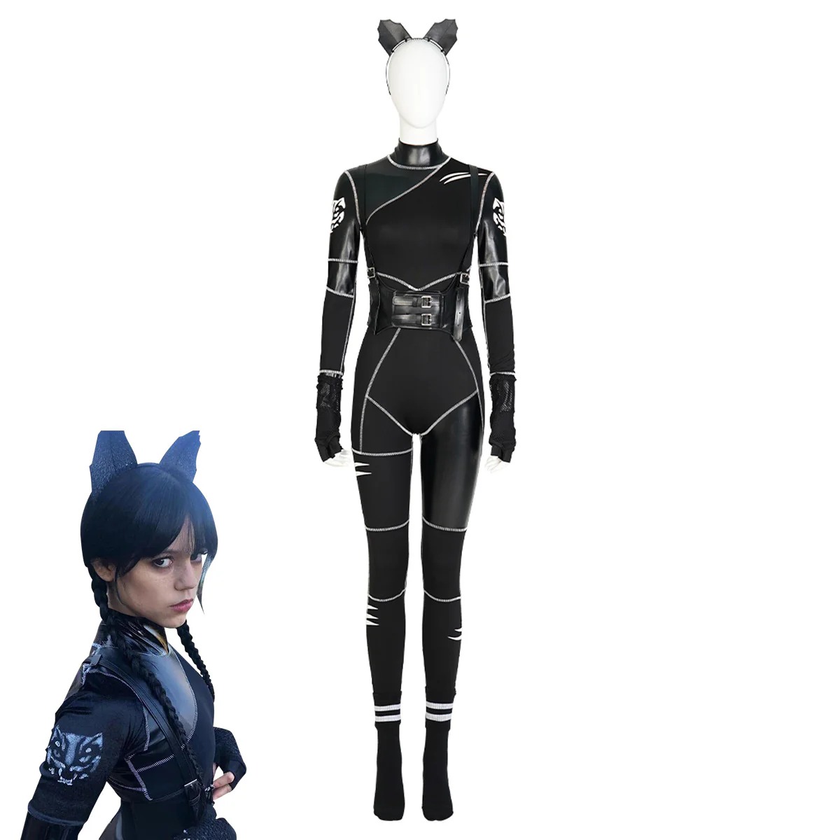Wednesday The Addams Family (2022 TV Series) Wednesday Cat Suit Cosplay Costume