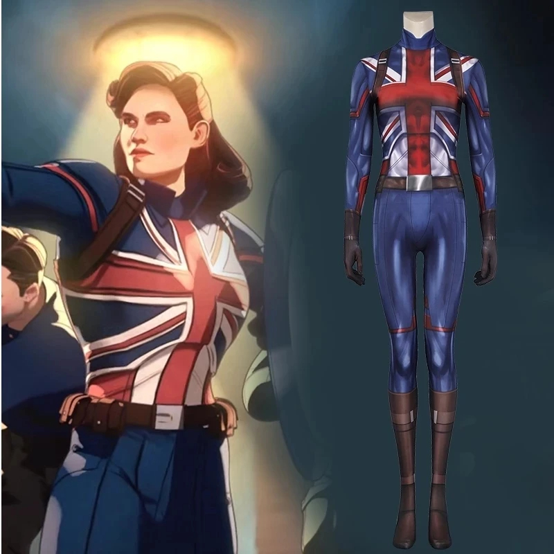 What If Cosplay Superheroine Costume Captain Carter Battle Outfit Halloween Carnival Clothing Full Sets With Shoe Covers Marvel Movies