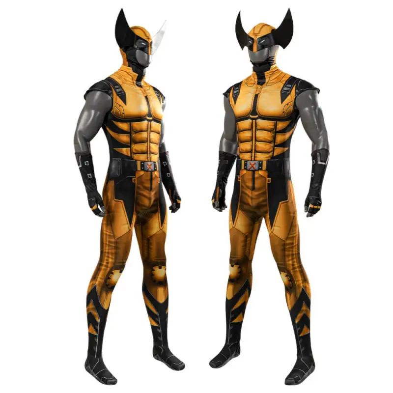 Revolution Wolf Comic Superhero Cosplay Costume Gold Battle Suit Halloween Gifts Printing Zentai Jumpsuit Costume Bodysuit—Marvel Movies