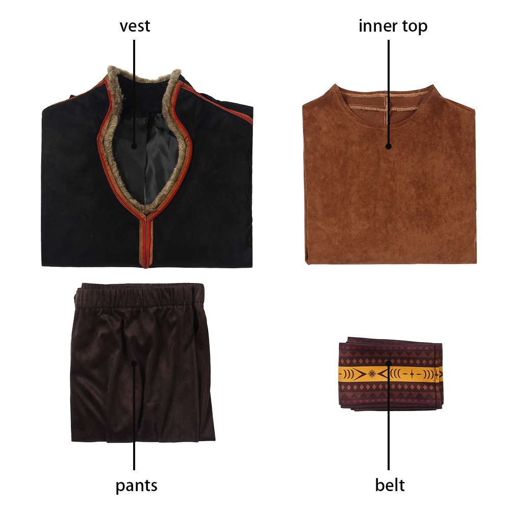  Frozen 2 Kristoff Cosplay Costume Snow Queen Fancy Suit for Adult Halloween Movie 4442