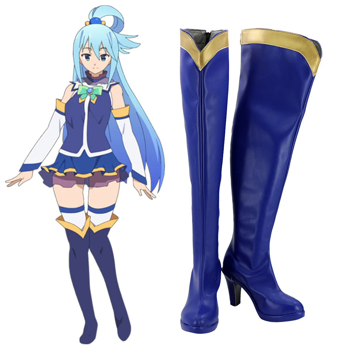 Kono Subarashii Sekai ni Shukufuku o Aqua Blue Shoes Cosplay Boots