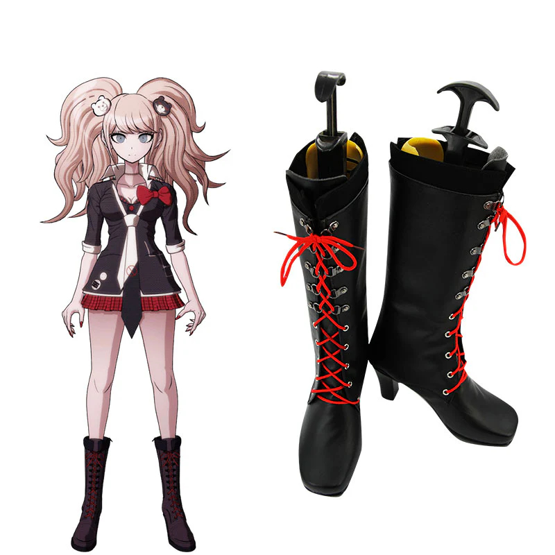 Danganronpa Dangan Ronpa : Trigger Happy Havoc Junko Enoshima Black Shoes Cosplay Boots