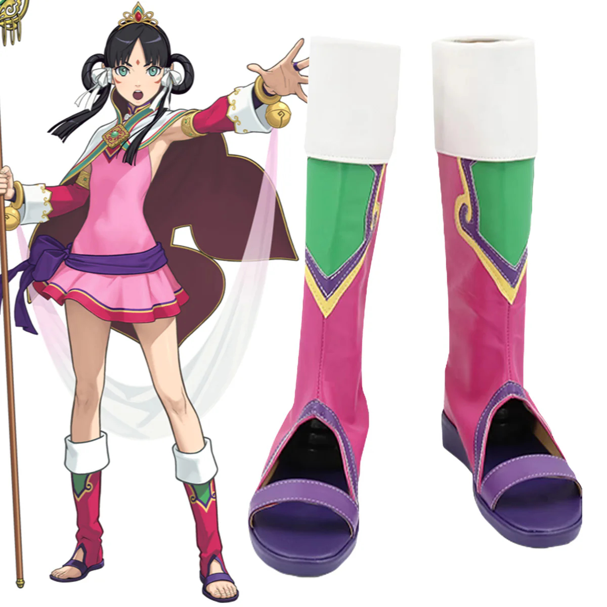 Gyakuten Kenji 2 Ace Attorney Rayfa Padma Khura'in Boots Shoes Cosplay Boots