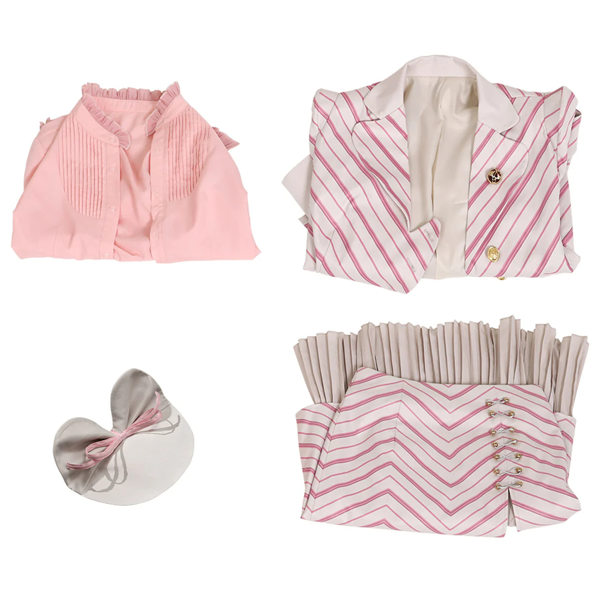 Wicked (2024) Glinda Pinstripe Suit Cosplay Costume