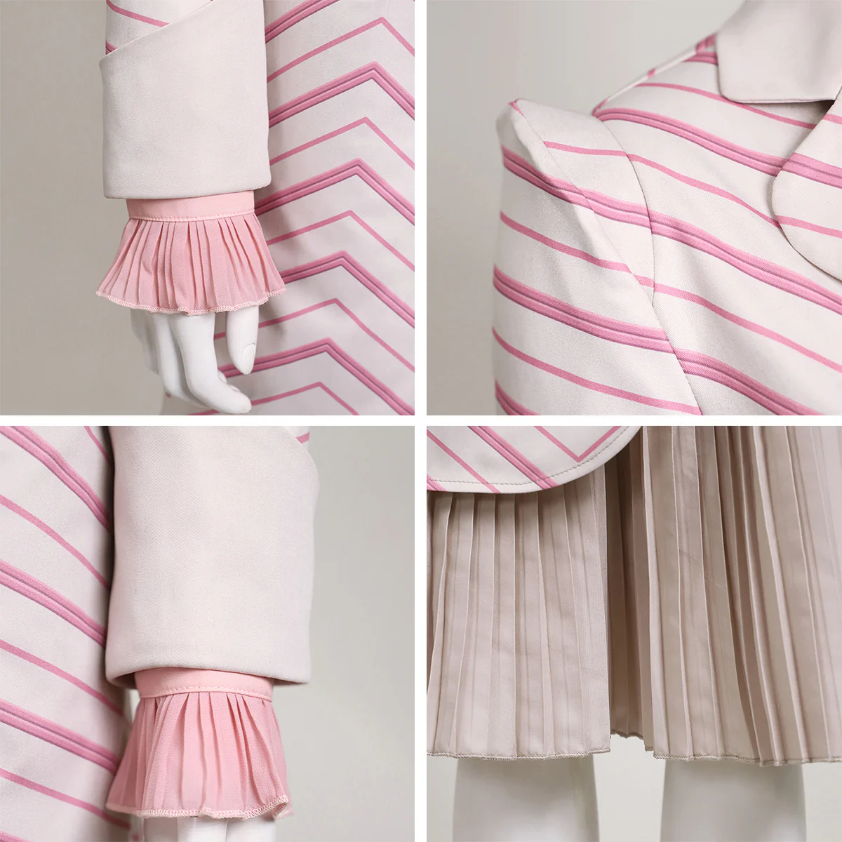 Wicked (2024) Glinda Pinstripe Suit Cosplay Costume