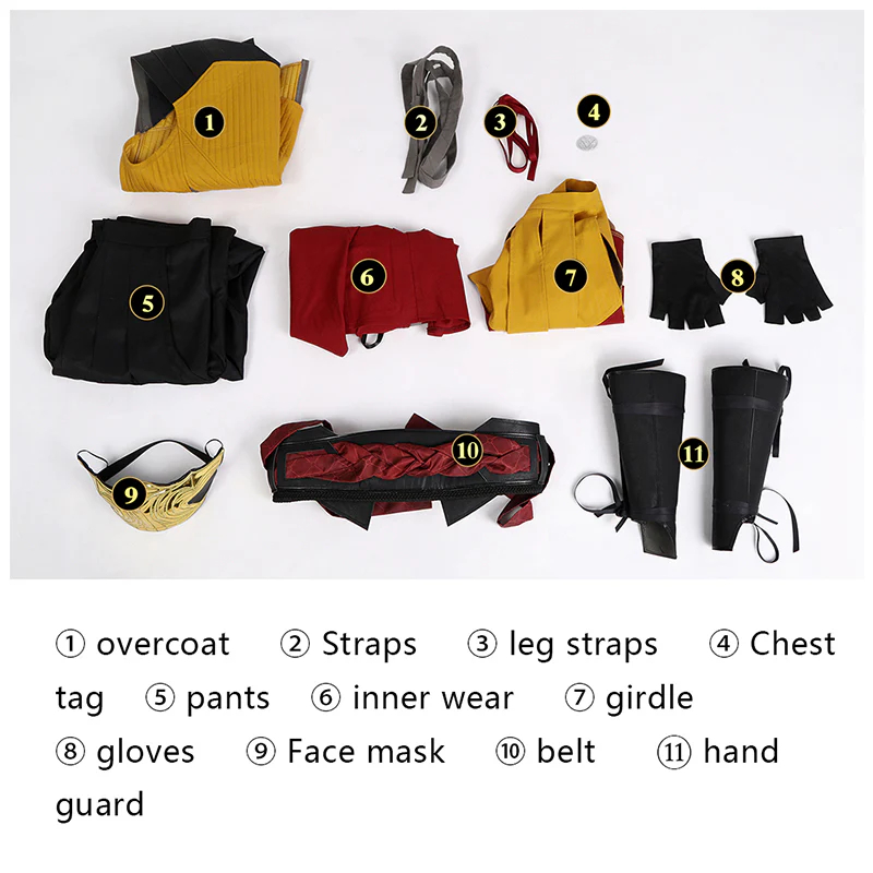 Mortal Kombat Scorpion Top Pants Mask Full Outfits Party Carnival Halloween Cosplay Costume