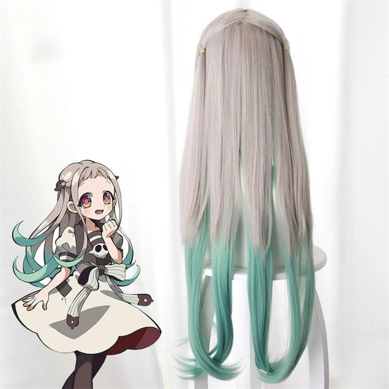 Anime Toilet Bound Hanako kun Yashiro Nene Cosplay Wig Gray Mixed Green Long Cosplay Wigs