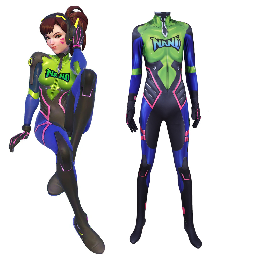Overwatch OW D.Va DVA Nano Cola Skin Hana Song Cosplay Costume Only Jumpsuit