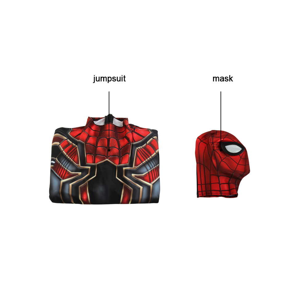 Nuitab Boy's Iron Spider Spiderman Costume Halloween Cosplay Jumpsuit Bodysuit Lycra Spandex Suit School Prom Fancy Dress Carnival Outfits Red Adult 