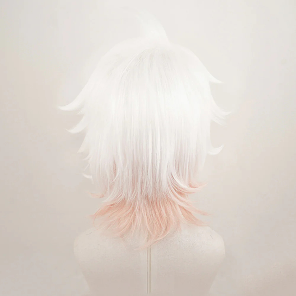 Super Danganronpa 2 Komaeda Nagito White Pink Cosplay Wig