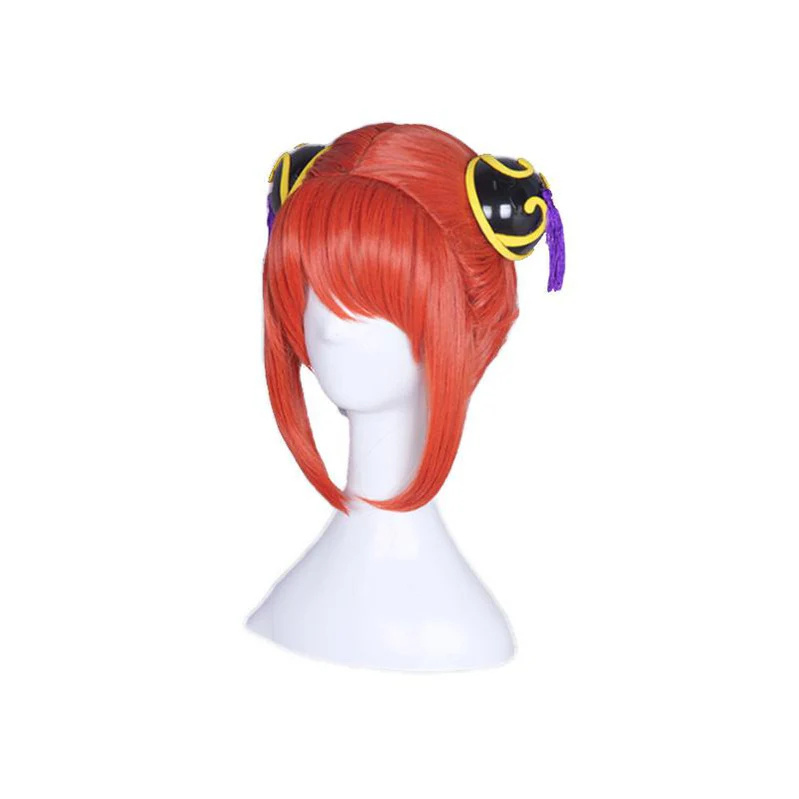 Anime Gintama Kagura Short Orange Red Cosplay Wigs